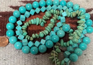 Venta a granel// 3 hilos color turquesa Howlite/pepita/cubo/redondo (t237-w7) - Imagen 1 de 2