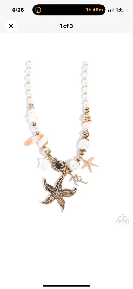 Paparazzi Coastal Cameo - Multi - Pérolas brancas - Berloques temáticos oceânicos - Colar e - Imagem 1 de 3