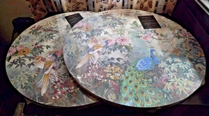 Menge 2 Envogue Pfau Vogel Kork 15" Tischsets | Set 8 Runde | 2 Drucke Neu - Bild 1 von 5