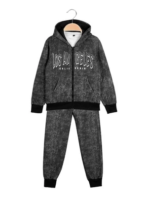 mg fashion studio Completo tuta 3 pezzi da ragazzo con cappuccio e zip - nero - Immagine 1 di 4