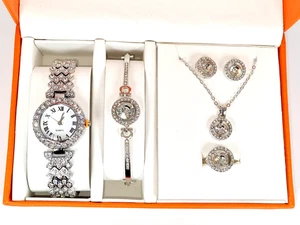 Juego de regalo de reloj para mujer, 5 piezas de joyería pulsera pendiente collar anillo (D5) - Imagen 1 de 34