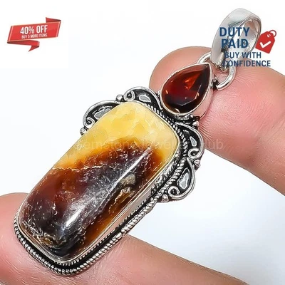 Black Friday Sale Sterling Silver Natural Septerian Stone Quartz Pendant Jewelry - Image 1 of 4