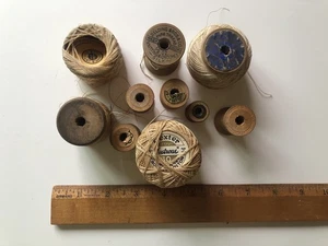 Antique Dexter Belding Cottage Core Homespun Cotton Thread Wooden Spools Patina  - Picture 1 of 5