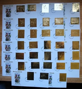 BERNERA ISLANDS KÖNIGIN MUTTER 85. GEBURTSTAG 22 KARAT GOLDFOLIE £10 BRIEFMARKEN FDI x 33 - Bild 1 von 4