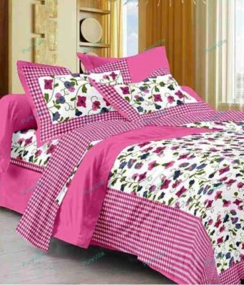 Sábana bajera doble de algodón estampada floral Jaipuri con 2 fundas de almohada 90x108 KING Foto 1 de 4