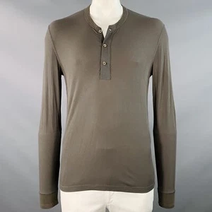 Henley-Pullover TOM FORD Größe L grün oliv gerippt Modalmischung - Bild 1 von 9