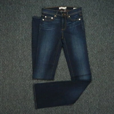 Tory Burch 牛仔裤女式 23 蓝色经典托利靴树脂中号石洗全新带标签 — 第 1/4 张图片