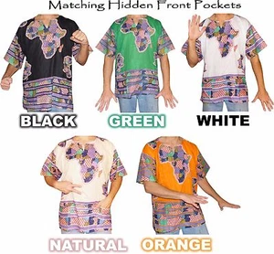 Mens Africa Print Dashiki Shirt 100% Cotton by American Dashiki - Picture 1 of 29
