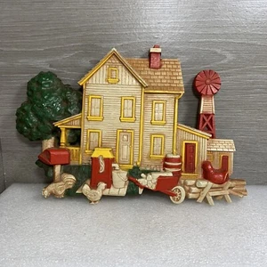 Targa da parete 3D Homco Dart Ind 1975 vintage fattoria polli decorazione campagna 7369 - Foto 1 di 7