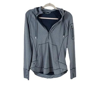 Athleta Damen Gr. S Heavenly Heights blau weiß gestreift Kapuze Half Zip Jacke - Bild 1 von 5