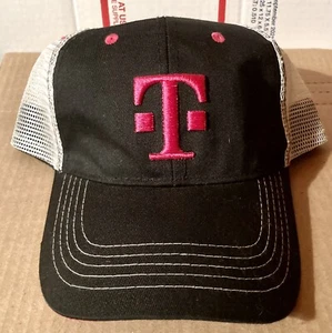 T MOBILE VINT AÑOS 90 NEGRO Y BLANCO BORDADO AJUSTABLE LOGOTIPO CLÁSICO SOMBRERO CAMIONERO - Imagen 1 de 6
