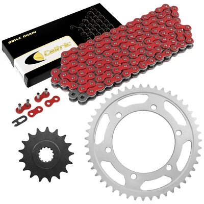 Kit de cadena de transmisión y piñón rojo para Yamaha FZR1000 1989-1995 Foto 1 de 4