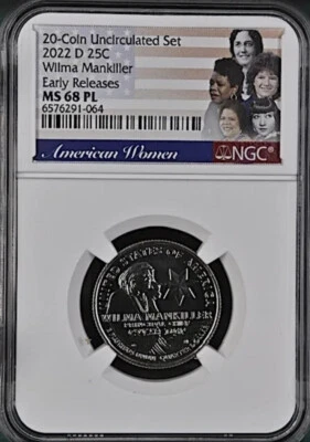 2022-D Prooflike Wilma Mankiller American Women Qtr NGC MS 68 PL ER * WOW!-2 * - Image 1 of 2