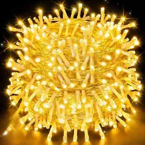 Mains Plug In Fairy String Lights 50m-500 LED Xmas Indoor Outdoor - Warm White - Picture 1 of 5