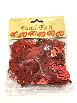 Beistle Fanci Fetti Birthday 40 Confetti 50626R Red 40th Party Card Gift Fun NEW - Image 1 of 4