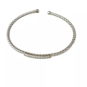 Bracciale intrecciato tono argento con accento zirconi donna classico - Foto 1 di 17