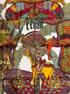 HERMES Carre 90 Silk Scarf Art Des Steppes Annie Faivre White Vintage Unused - Picture 1 of 13