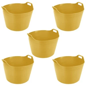 5 x 75L Flexi Wanne Garten Pferdefutter Aufbewahrung Trug Bauherren Flexibler Eimer Gelb - Bild 1 von 20