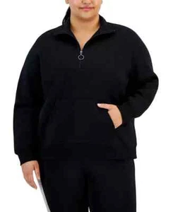 ID Ideology Plus Size Mock-Neck Long-Sleeve Fleece Sweatshirt Women's 1X Black - Picture 1 of 18
