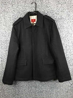 Chaqueta militar Cole Haan para hombre negra mezcla de lana talla M charreteras forradas a cuadros Foto 1 de 4