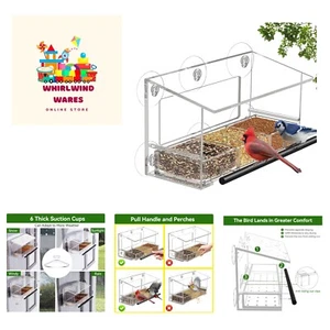 Clear Window Bird Feeder with 6 Strong Suction Cups and Detachable Seed Tray ... - Picture 1 of 7