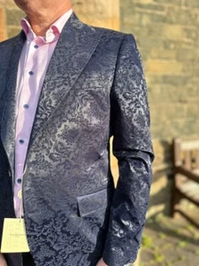 Luxury Claudio Lugli dinner jacket blazer 56cm (42-44 inch) XL blue velvet BNWT - Picture 1 of 8