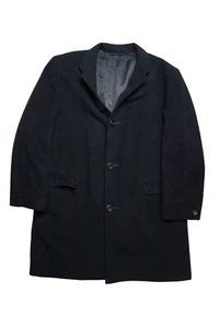 100% Pure Cashmere Mens Black Overcoat With Notch Lapel & Button Front - Picture 1 of 13