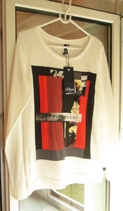 S.OLIVER DENIM LANGARM BASIC SLUB BAUMWOLLE SHIRT MIT PRINT CREMEWEISS M 38 NEU - Bild 1 von 9