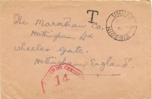 NIGERIA 1941, VFU CENSOR-Cover w. 1d carmine George VI (2 x) as multiple postage - Picture 1 of 2