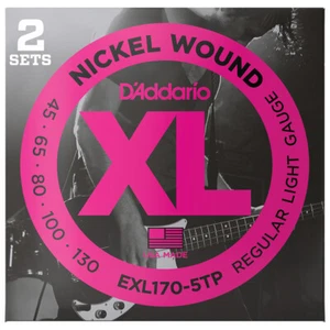 D'Addario EXL170-5TP 5-String Bass Guitar Strings Regular Light 45-130 Twin Pack - Picture 1 of 1