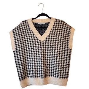 Maglione donna AmyEnjoyLife oversize panna pied de poule gilet taglia L - Foto 1 di 7