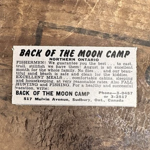 1952 BACK OF THE MOON CAMP SUDBURY ONTARIO Vintage Print Ad Fishing Cabin Canada - Picture 1 of 2