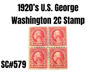 Estampillas de 2 centavos de Estados Unidos de 1920 de George Washington Scott #579 SJXX-718 - Imagen 1 de 3
