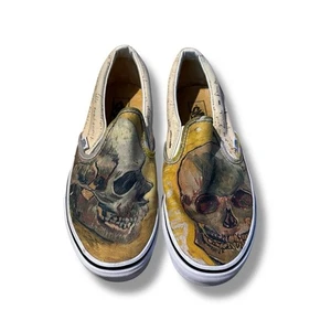Zapatillas sin cordones VANS Van Gogh con calavera para mujer talla 9 impresión artística lona clásica - Imagen 1 de 8