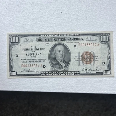 $100 1929 Cleveland Ohio National Currency - Image 1 of 4