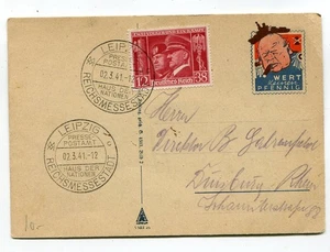 Deutsches Reich Feldpost 1940 Spottkarte 'Wert keinen Pfennig' Churchill 1941 - Bild 1 von 1