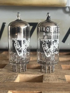 Pair of Amperex ECC85 6AQ8 Bugle Boy Vacuum Tubes Heerlen Holland tU5 Δ4B4 Rare - Picture 1 of 6