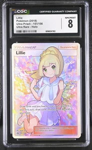 CGC 8 Lillie 2018 Ultra Prism 151/156 Ultra Rare Holo Pokemon Card - Picture 1 of 2