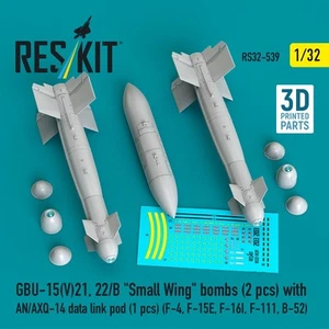 1:32 GBU-15(V)21, 22/B Small Wing bombs 2pcs with AN/AXQ-14 data link pod 1pcs - Imagen 1 de 3