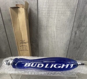 Bud Light Beer Pub Style Blue Clear Lucite Tap Handle Double Sided New In Box - Picture 1 of 4