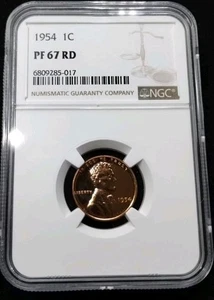 1954 Proof Lincoln Wheat Cent NGC PR67RD - Picture 1 of 7