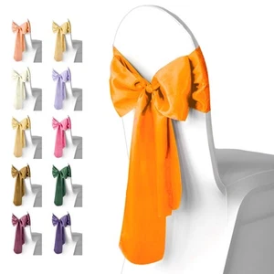 Satin Chair Sashes for Wedding Wider Fuller Bows Sash Banquet Event Decor Party - Picture 1 of 301