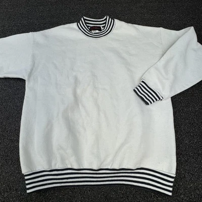 Moletom masculino vintage cinto sol roupa esportiva tamanho único branco pescoço simulado feito nos EUA anos 90 - Imagem 1 de 4