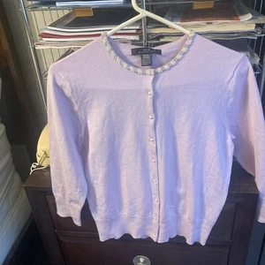 Silx August Seide Viertelärmel Flieder Strick Cardigan Größe M - Bild 1 von 5