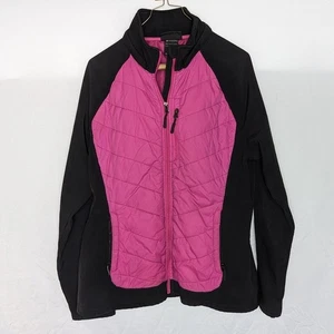 Women's Black and Pink Quilted Puffer Jacket Size L - Picture 1 of 7