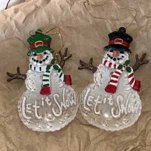 Vintage Kurt S. Adler Plastic Let It Snow Snowman Christmas Ornament 4" - Picture 1 of 2