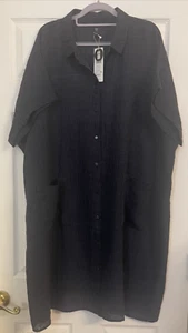 NWT $228 Eileen Fisher Ocean Puckered Organic Linen Short Sleeve Dress 1X 2X - Picture 1 of 6