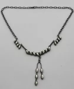 Vintage Sterling Silver Native American Zuni Abalone 16” Choker Necklace - Picture 1 of 5
