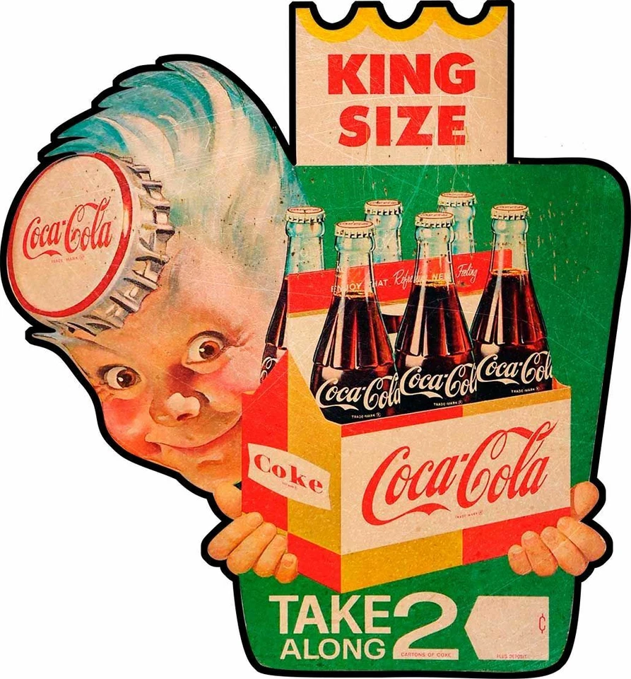 KING SIZE COCA COLA TAKE 2 SPRITE BOY HEAVY DUTY USA MADE METAL ADVERTISING SIGN - Image 1 of 1
