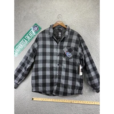 NFL Tennessee Titans Quilted Flannel Jacket Mens Large Black Gray Football NEW - Image 1 of 4